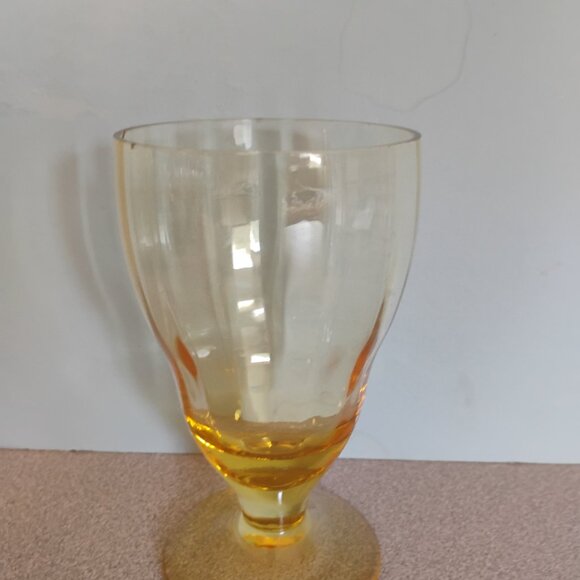Lancaster Glass Depression Era Topaz Goblet, Set of 3 - Picture 4 of 5